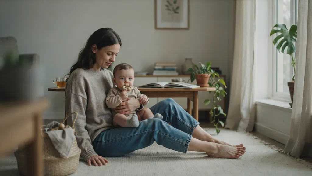 Baby intentionally communicating with their mother during early language development.