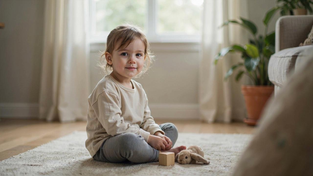 Toddler boy with a soft side part hairstyle.