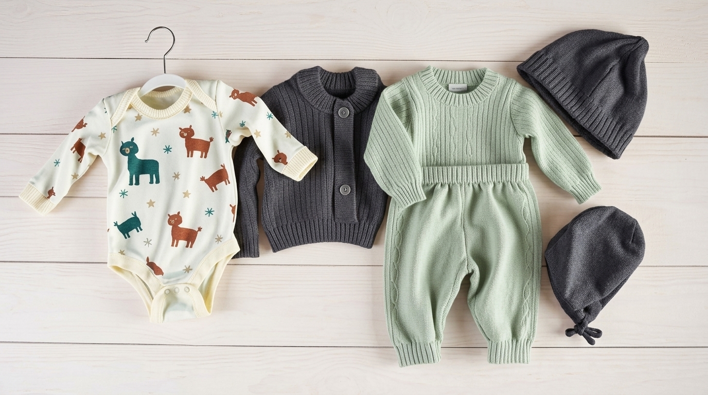image showing different sizes of baby clothes.