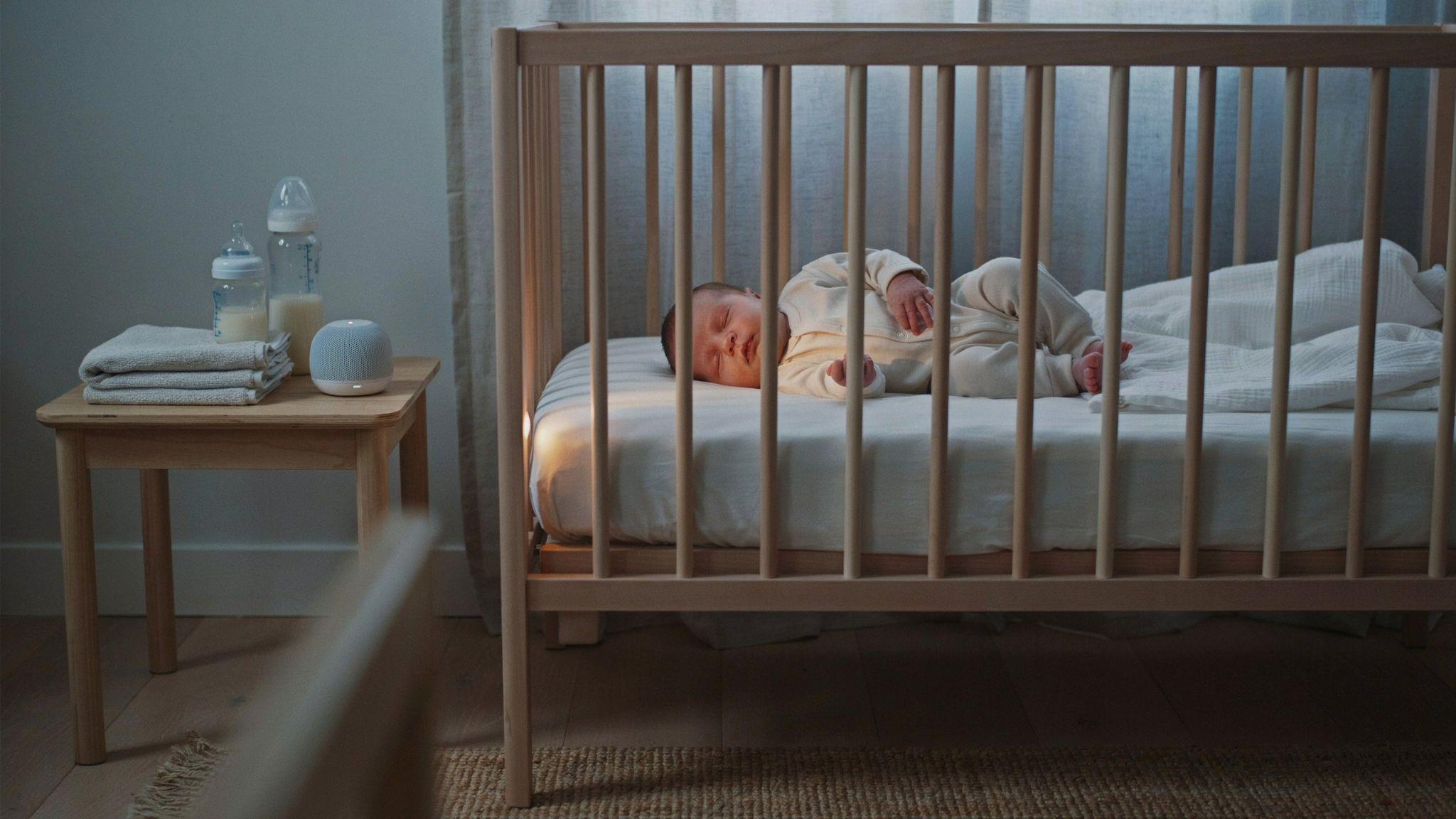 Peaceful newborn bedtime routine with safe crib, soft sleepwear, and calming nursery environment