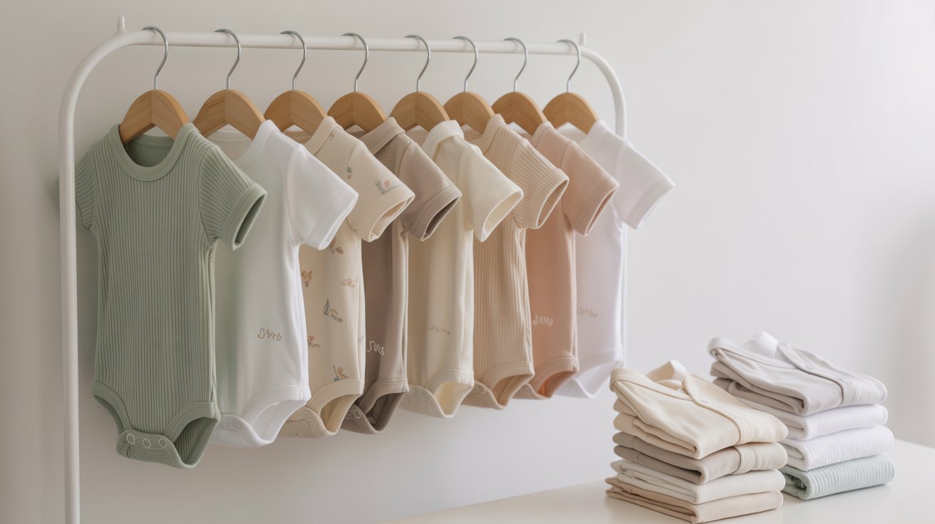 Different baby clothing brands showing variations in fit.