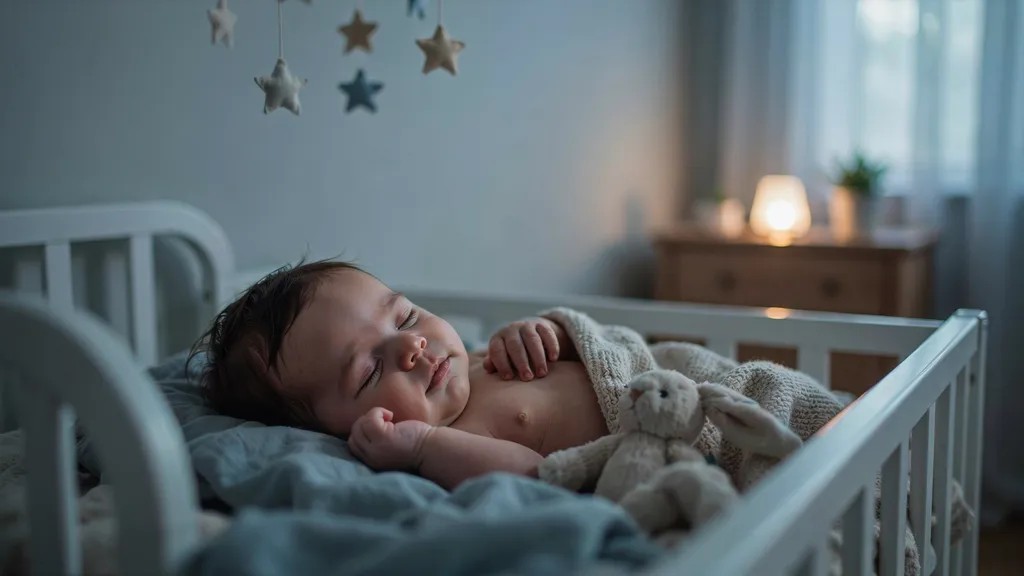 Baby showing facial movements and smiling during active sleep.