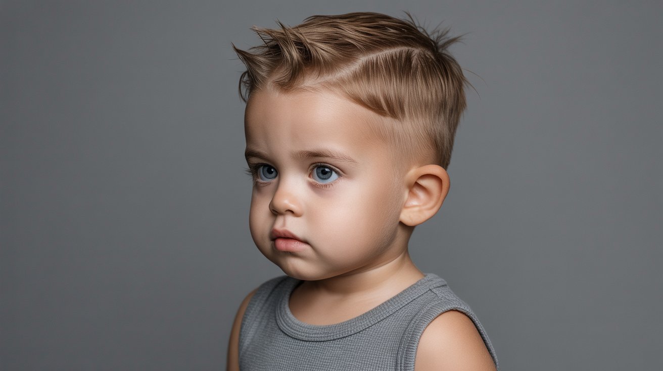Toddler boy with a skin fade haircut.