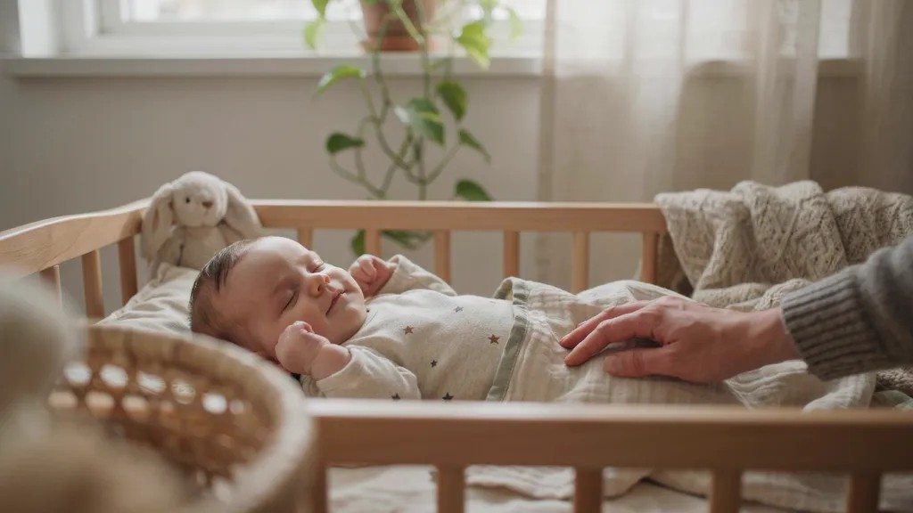 Comfortable baby sleeping peacefully after feeling safe and cared for.