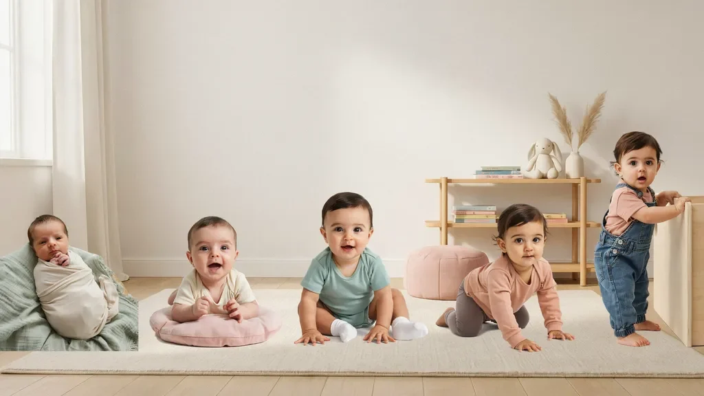 Visual representation of the stages of baby speech development from birth to toddlerhood.
