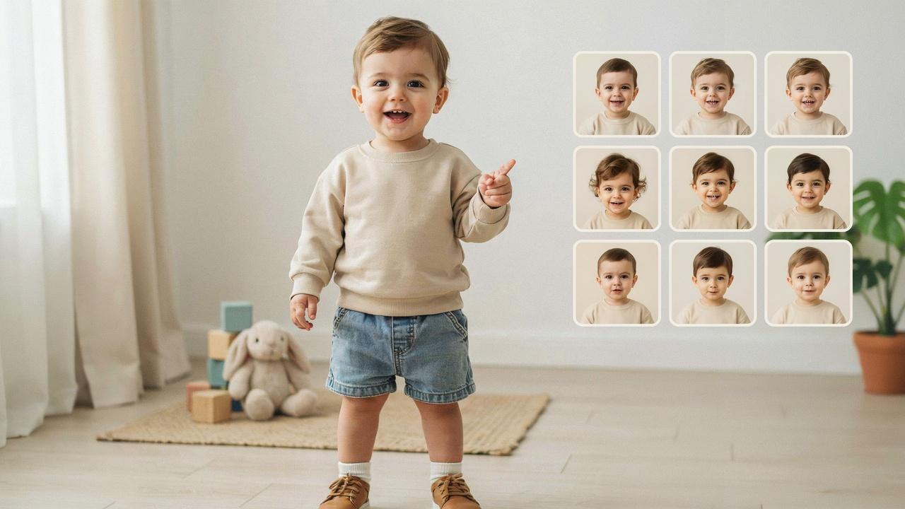 Toddler boy displaying several cute hairstyle ideas for 2-year-olds.