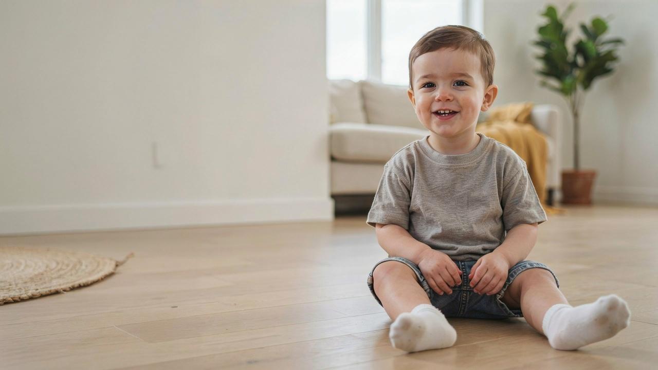 Toddler boy with a simple everyday haircut.