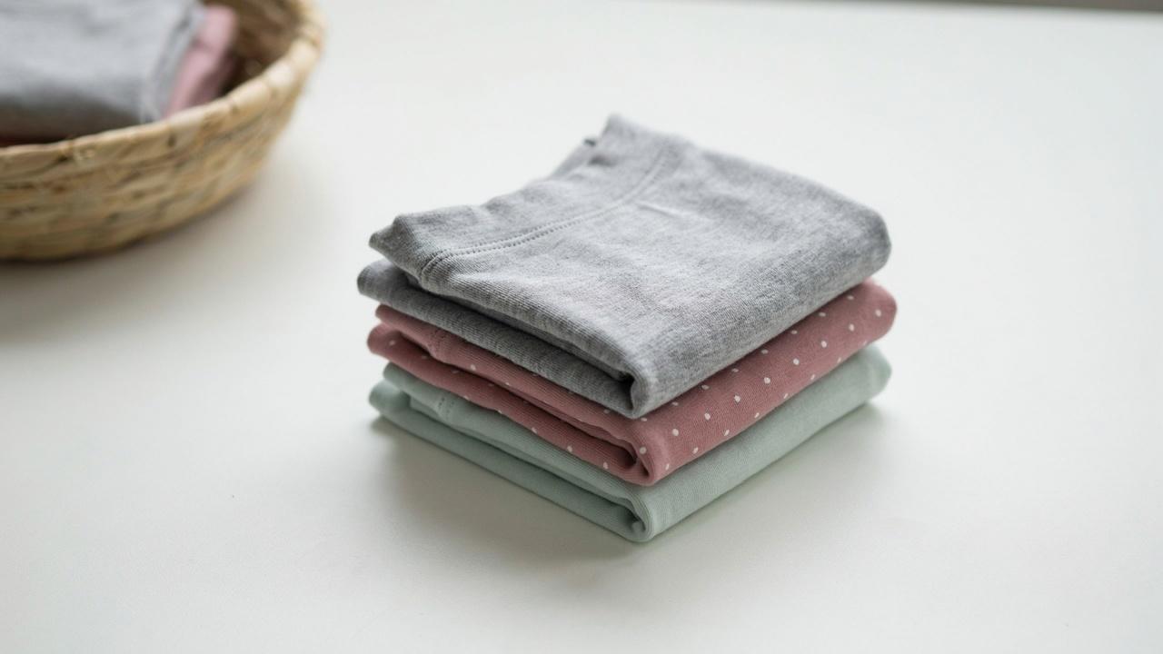 Folded baby pants and leggings.