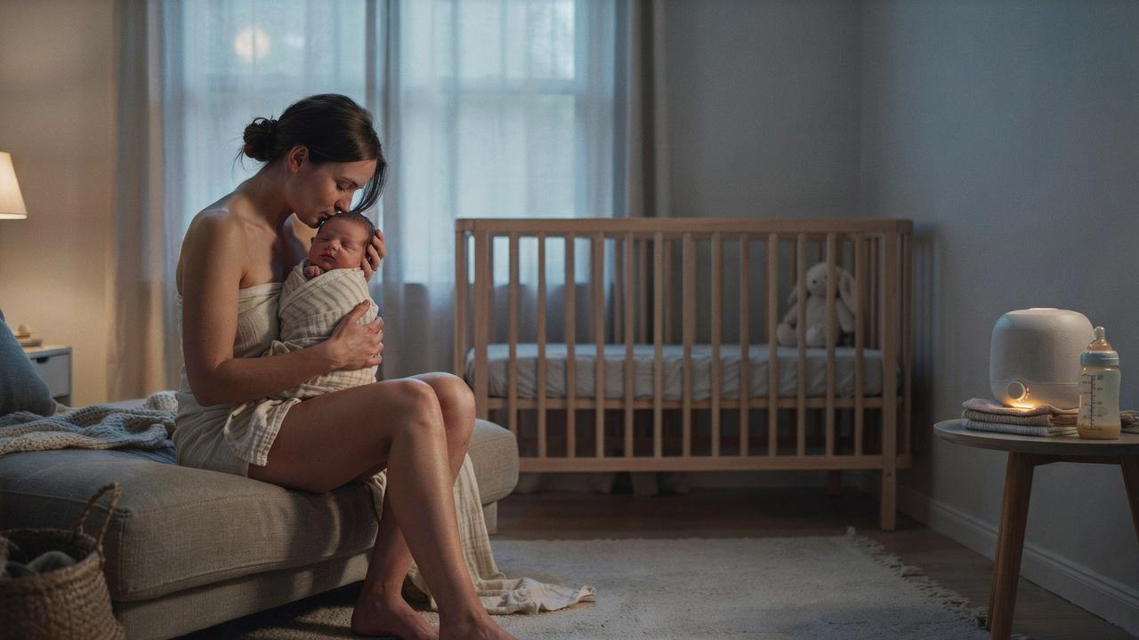 Parent using soothing techniques to calm a crying baby.