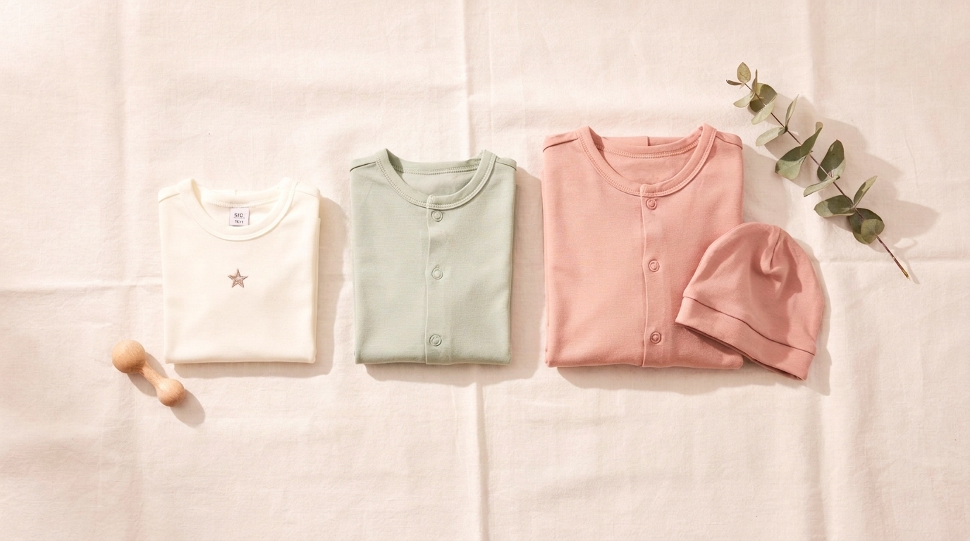 Baby clothes in sizes 74, 80, and 86 arranged for comparison.