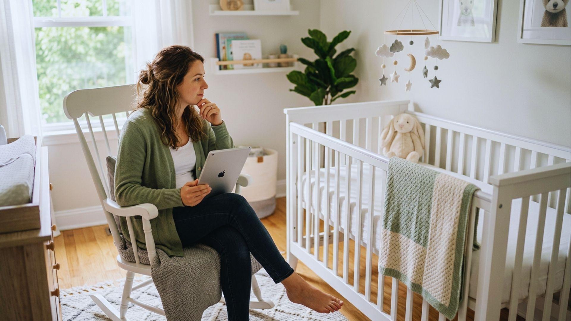 Parent comparing safe sleep advice with family experiences carefully.