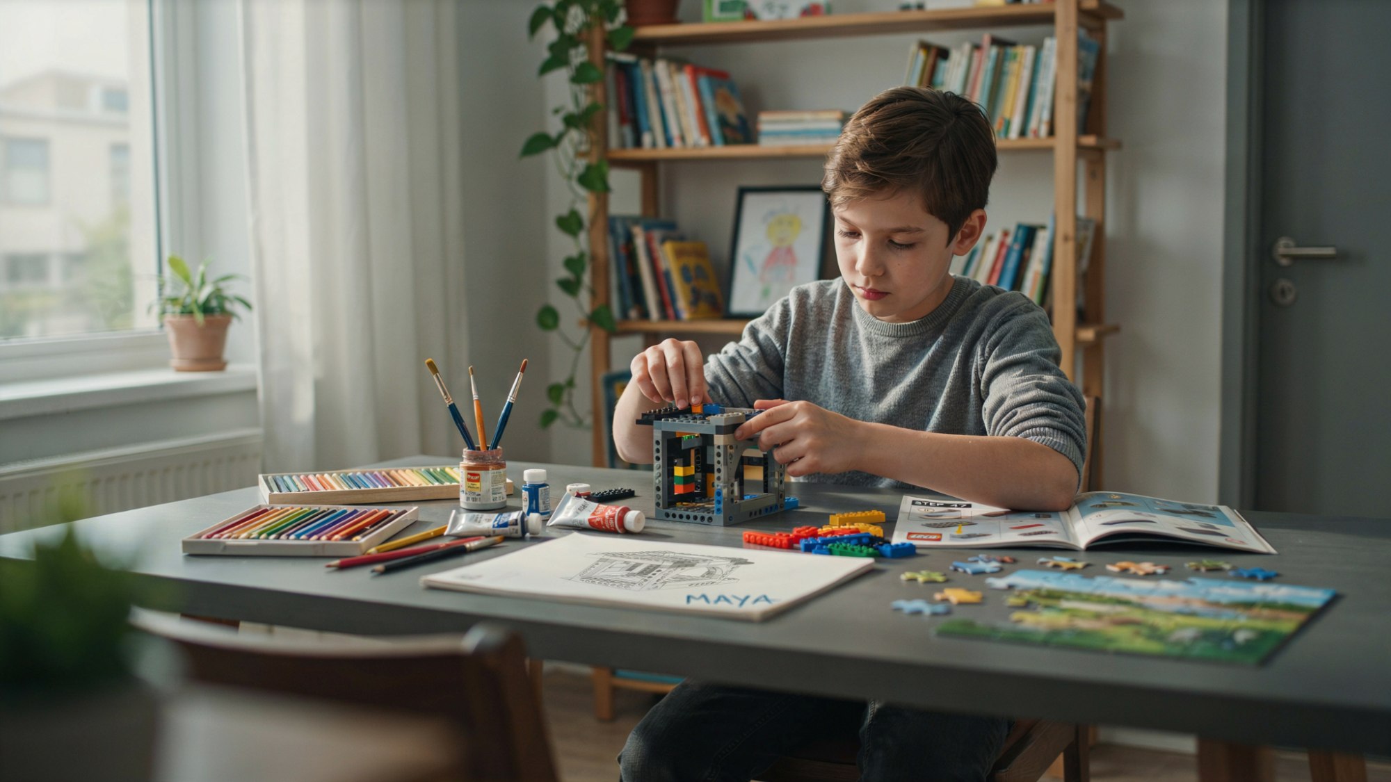 Older child enjoying creative hobbies instead of traditional toys.