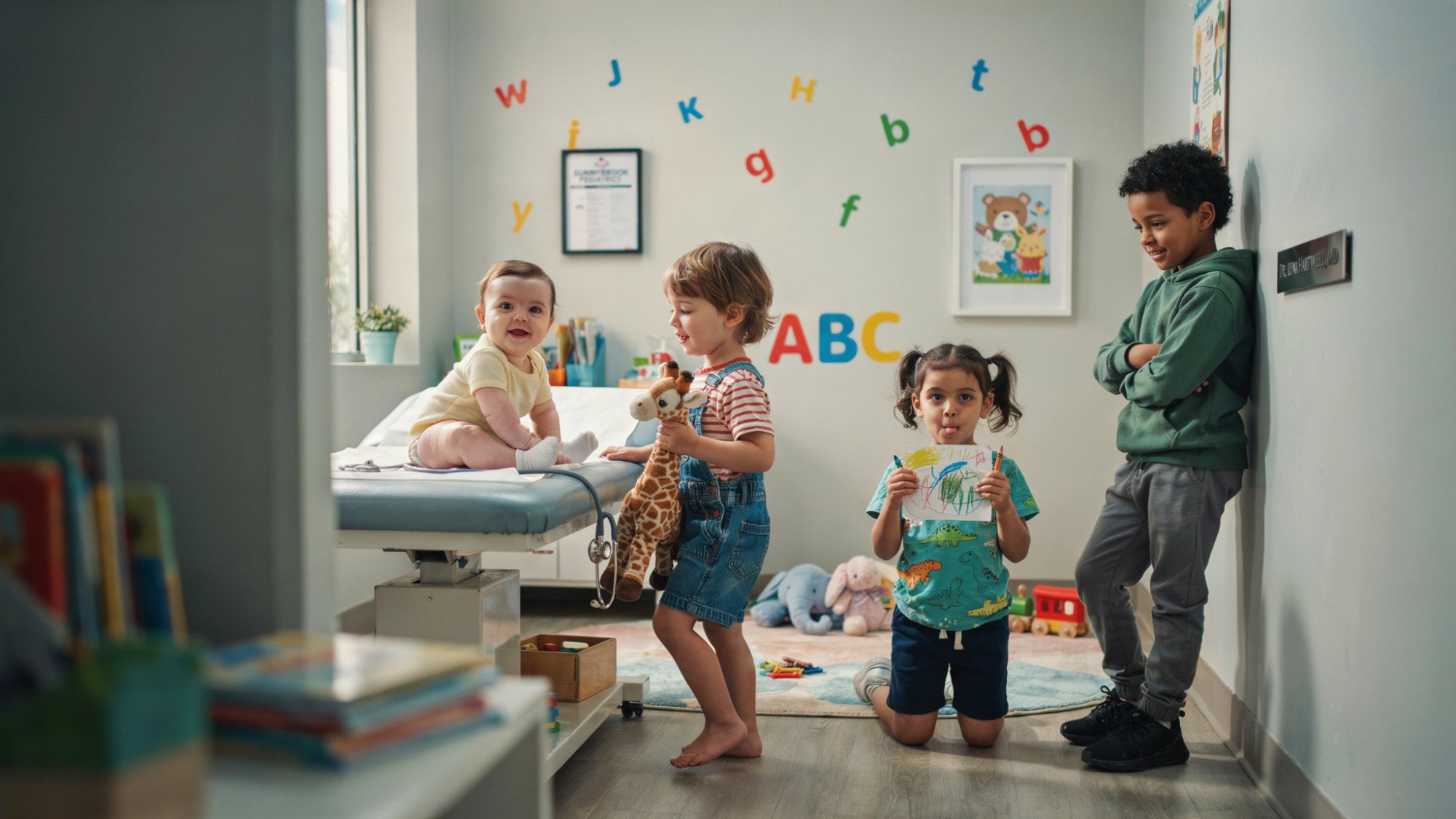 Babies and children of different ages showing normal development.