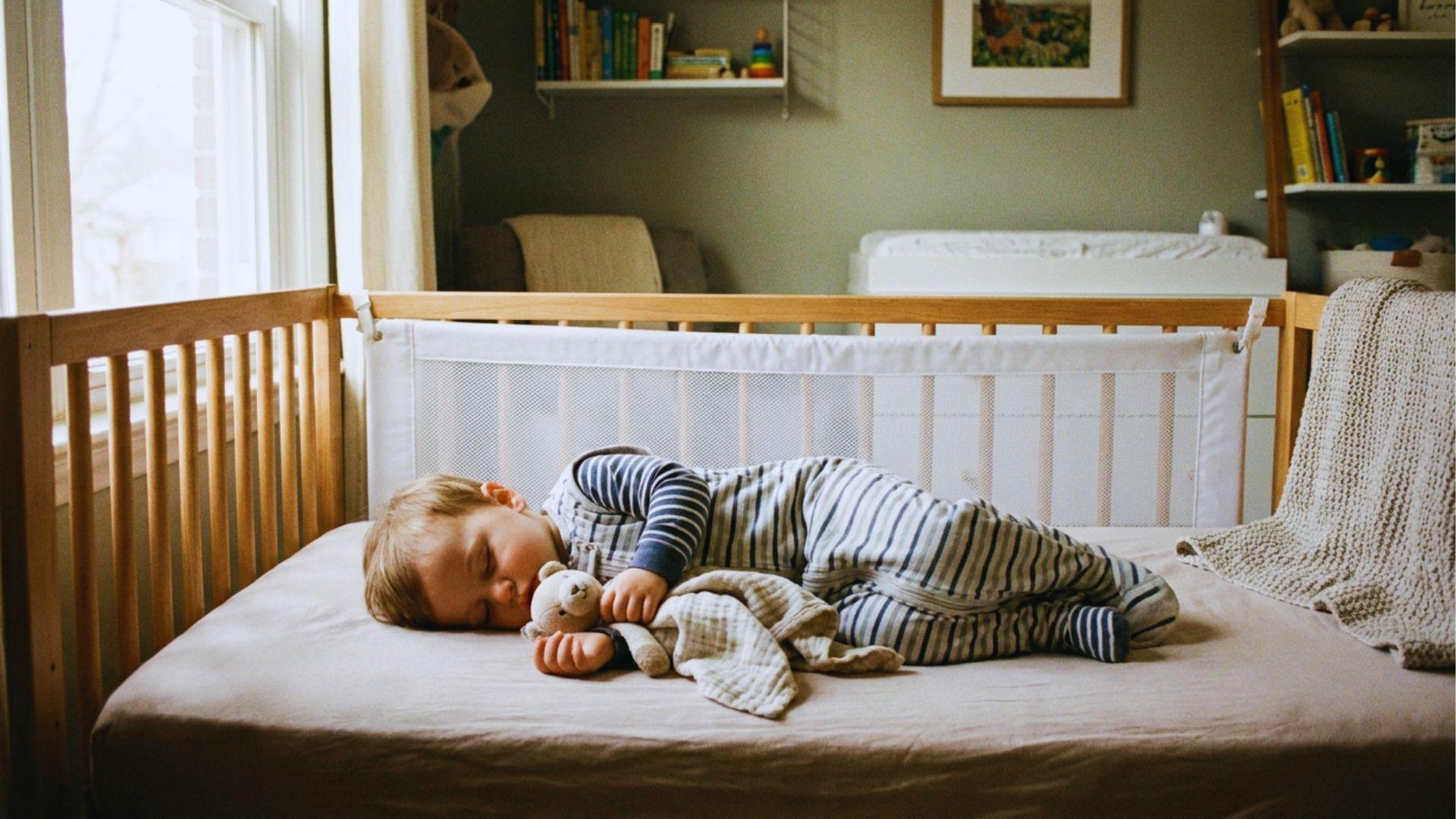 Toddler sleeping peacefully while cuddling a lightweight comfort lovey.