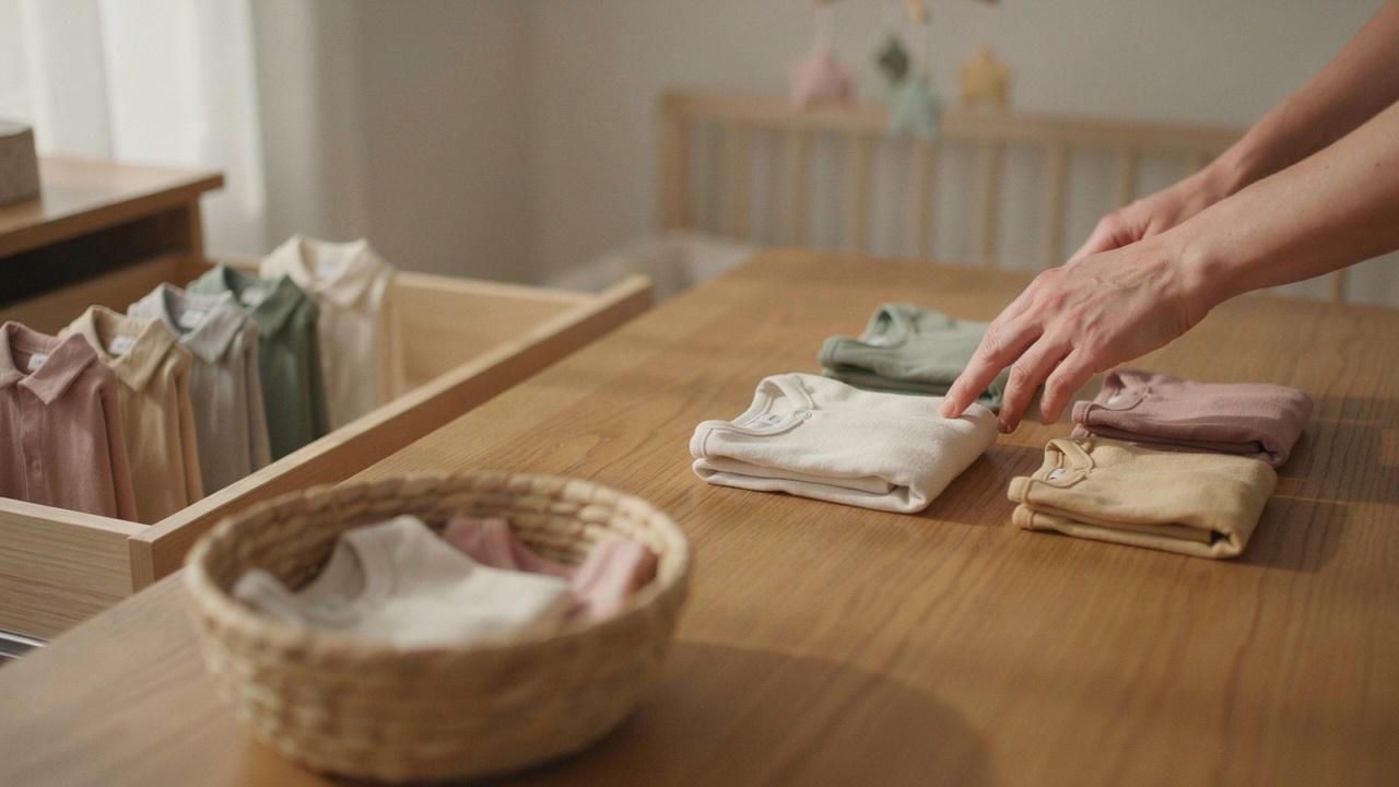 Baby shirts and bodysuits folded neatly for easy drawer organization.